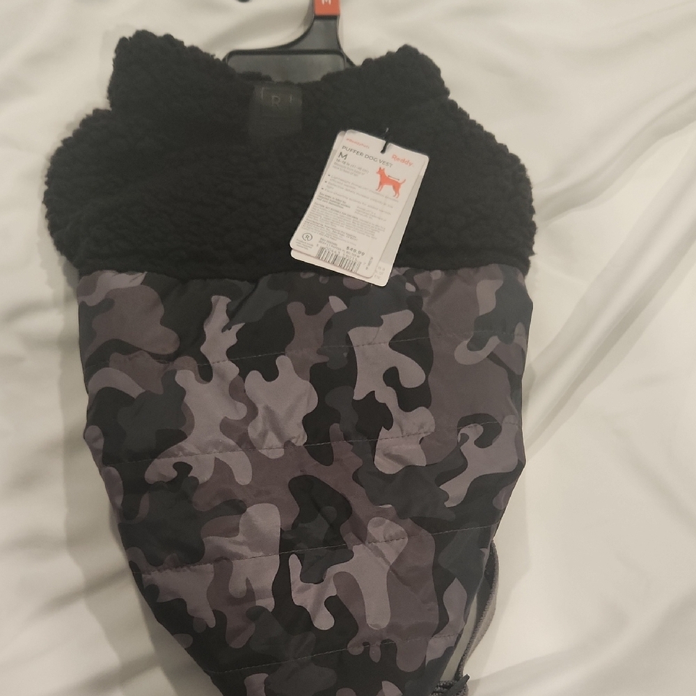 Reddy Black and Gray Puffer Dog Vest MEDIUM